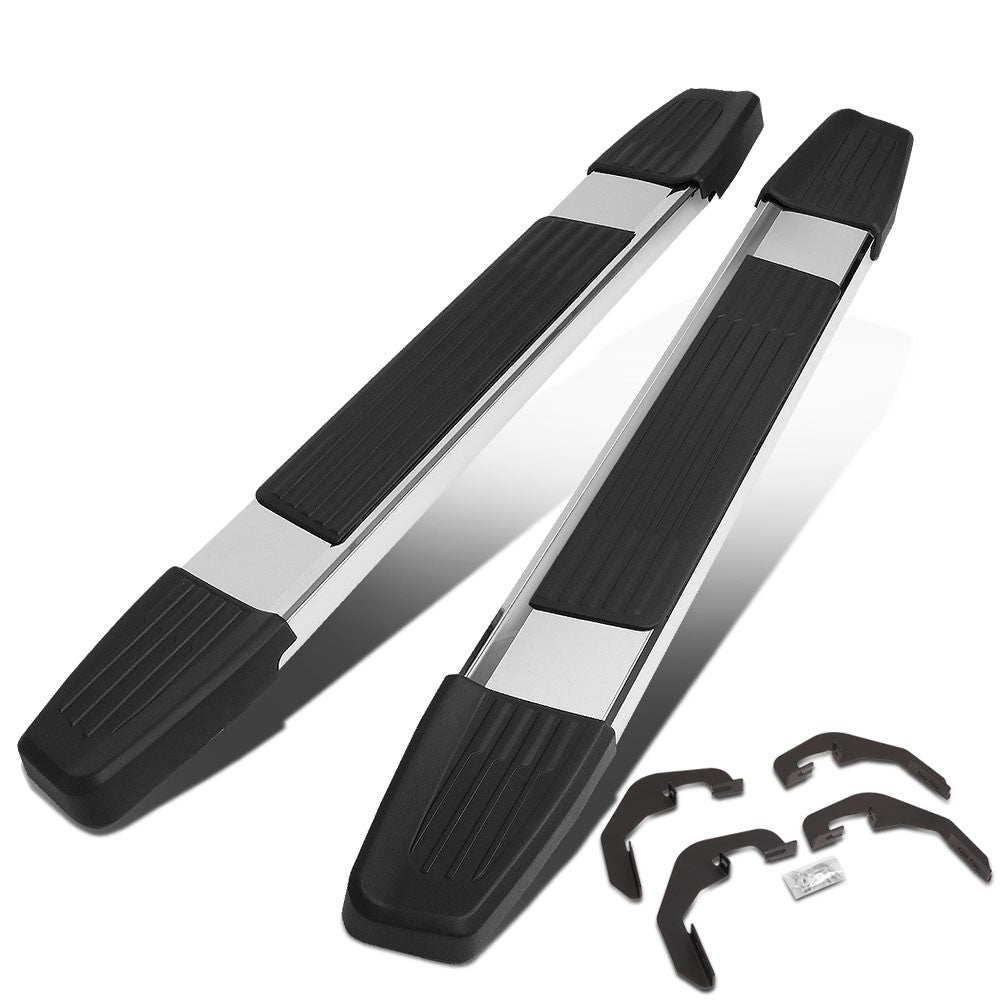 Flat Step BLK/SIL Running Board Nerf Bar For 07-18 Silverado Sierra Standard Cab