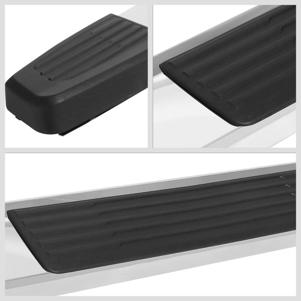 Flat Step BLK/SIL Running Board Nerf Bar For 07-18 Silverado Sierra Standard Cab