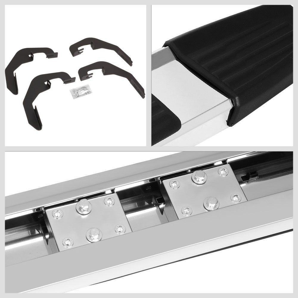 Flat Step BLK/SIL Running Board Nerf Bar For 07-18 Silverado Sierra Standard Cab