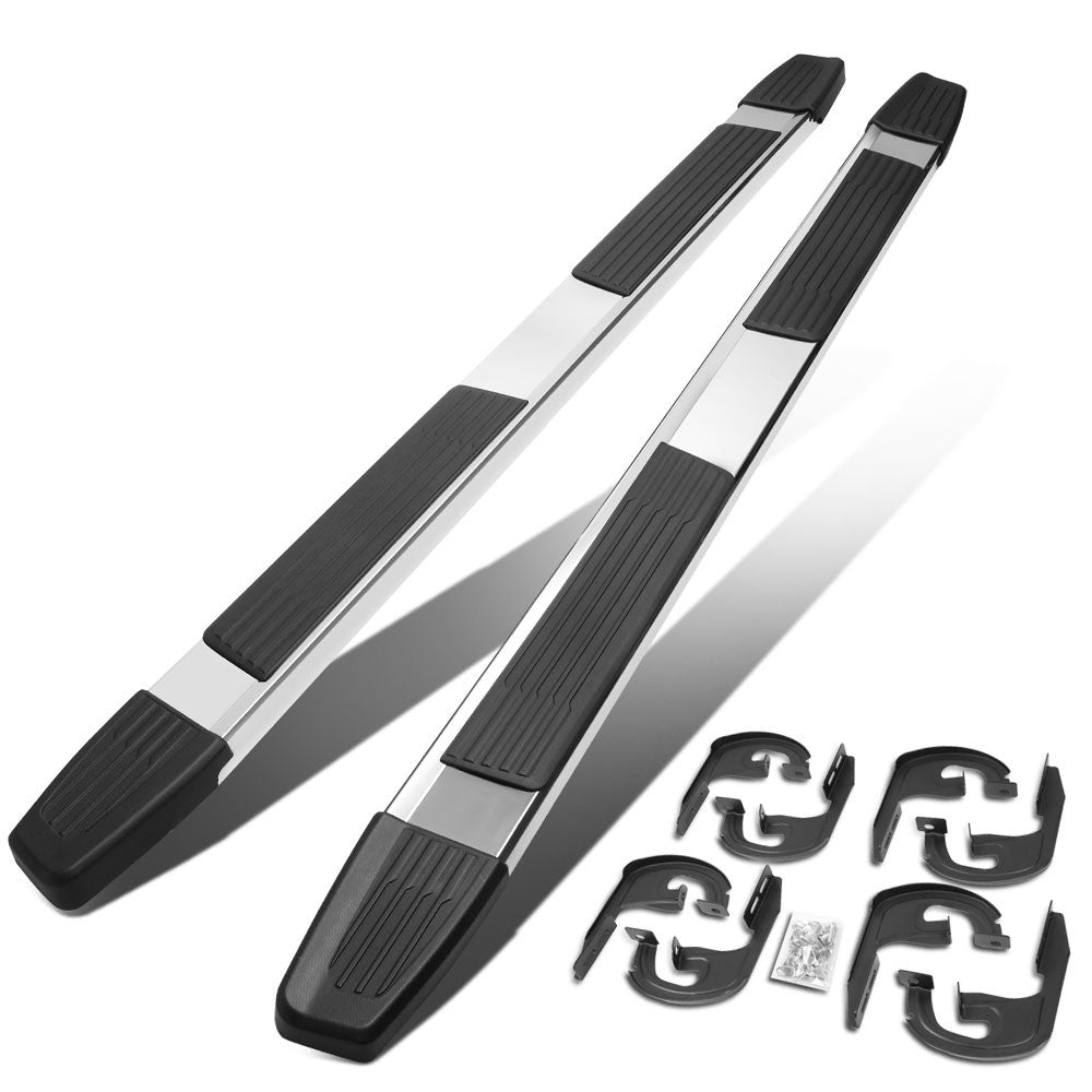 Flat Step/5.25 Cap Metal Running Board Nerf Bar For 04-14 Ford F-150 Crew Cab