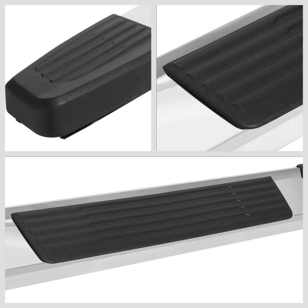 Flat Step/5.25 Cap Metal Running Board Nerf Bar For 04-14 Ford F-150 Crew Cab