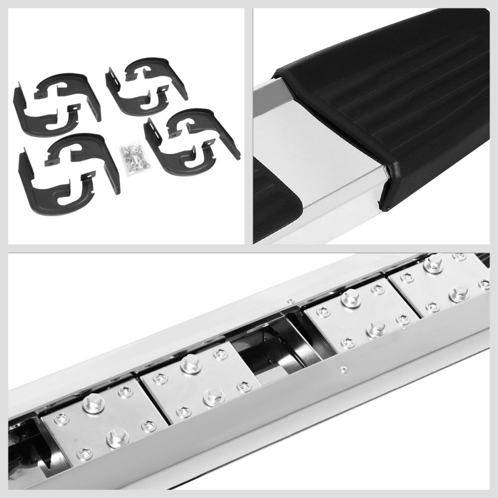 Flat Step/5.25 Cap Metal Running Board Nerf Bar For 04-14 Ford F-150 Crew Cab