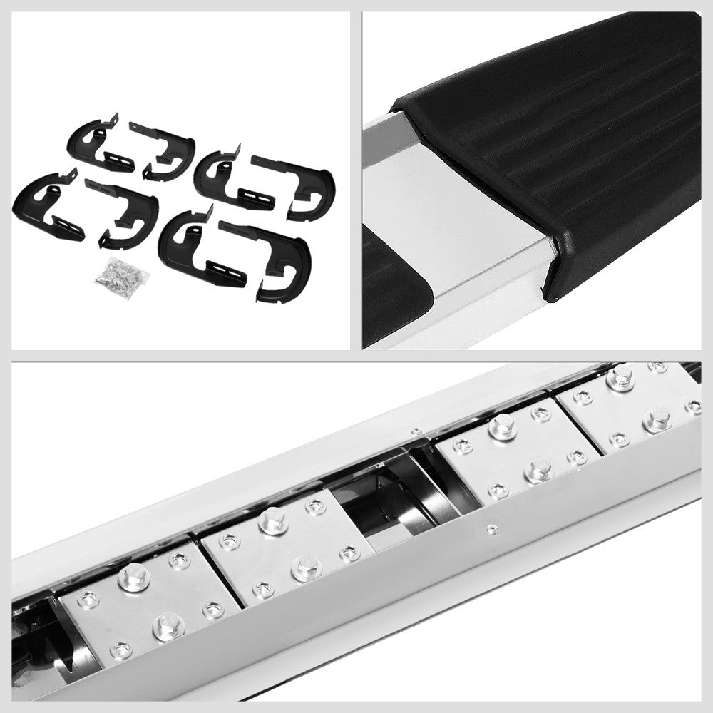 Flat Step/5.25 Cap Metal Running Board Nerf Bar For 04-14 Ford F150 Extended Cab