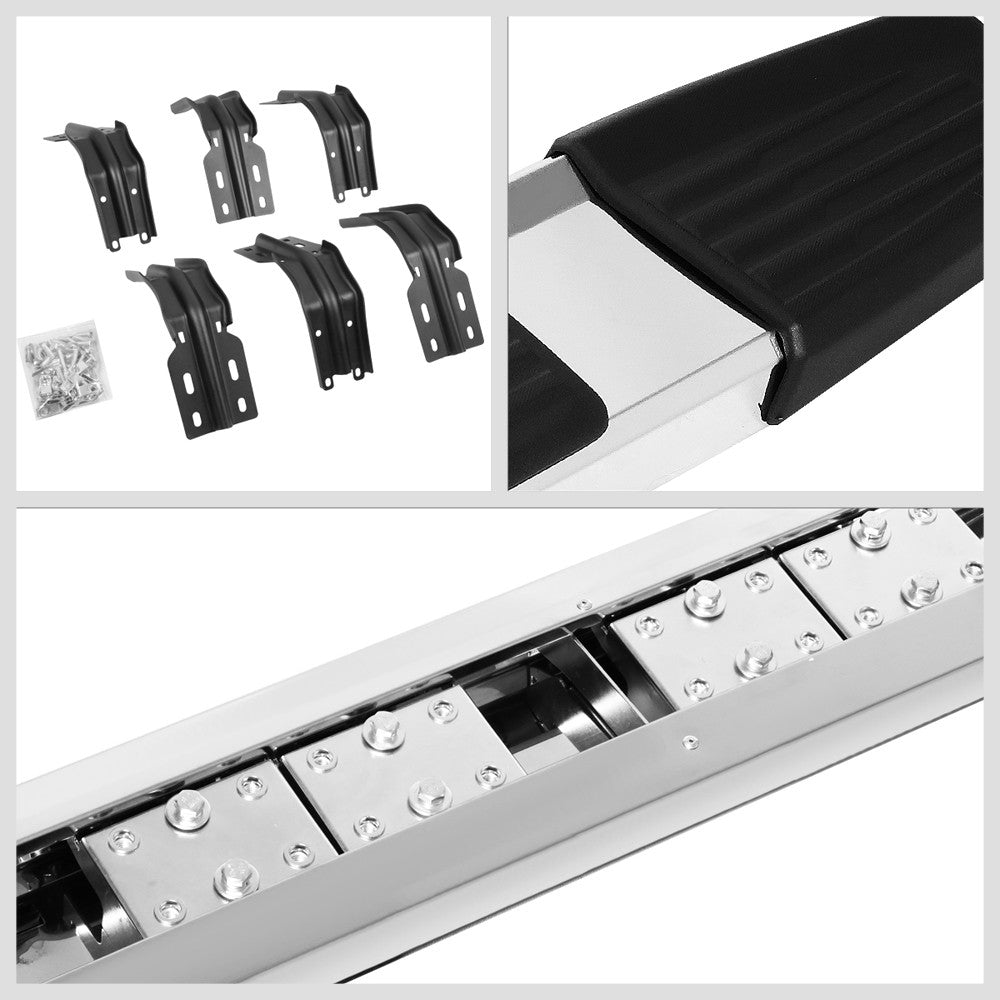 Flat Step/5.25 Cap Metal Running Board Nerf Bar For 99-16 Ford S.Duty Crew Cab