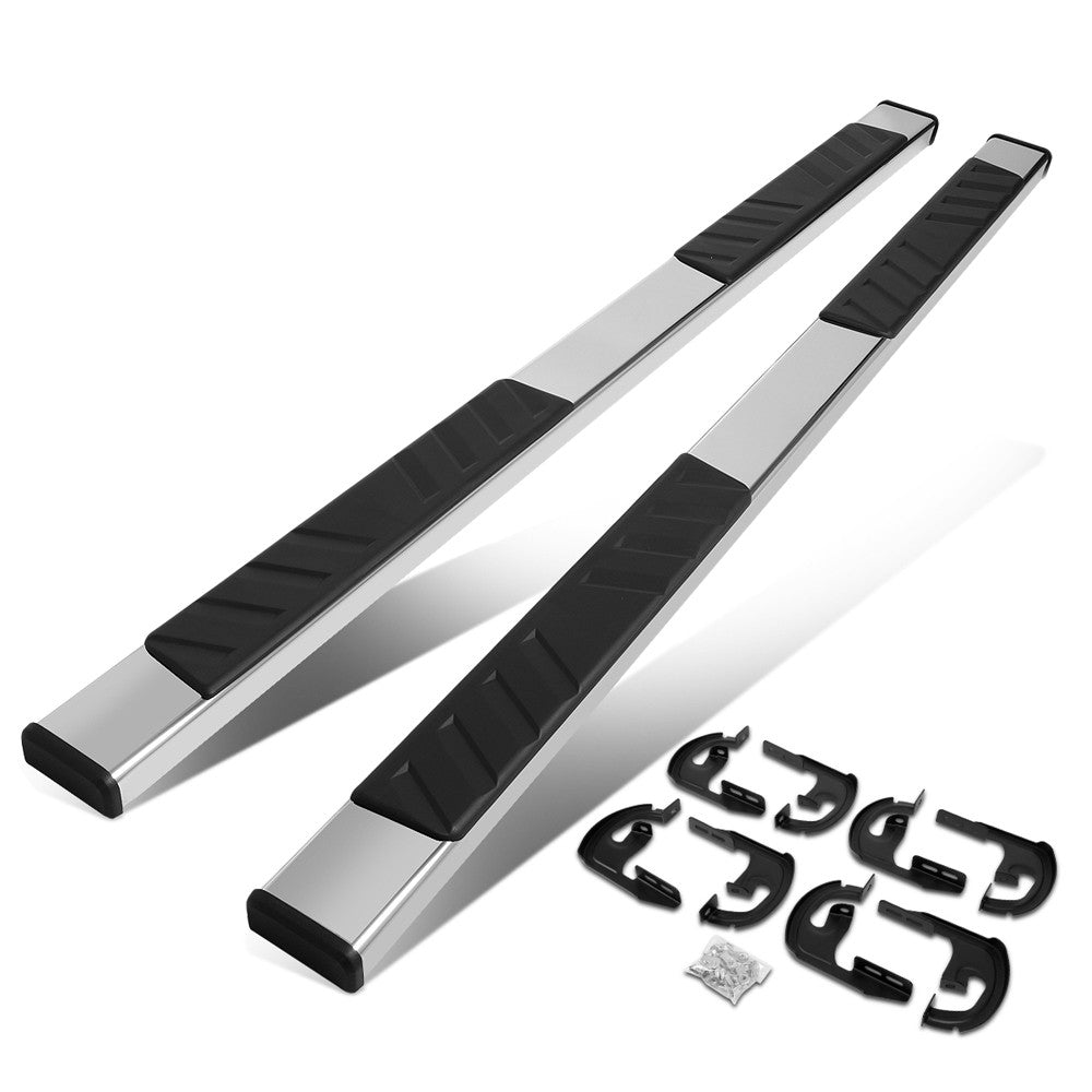 Flat Board Slant Chrome/Black Running Board Nerf Bar For 04-14 F-150 Crew Cab