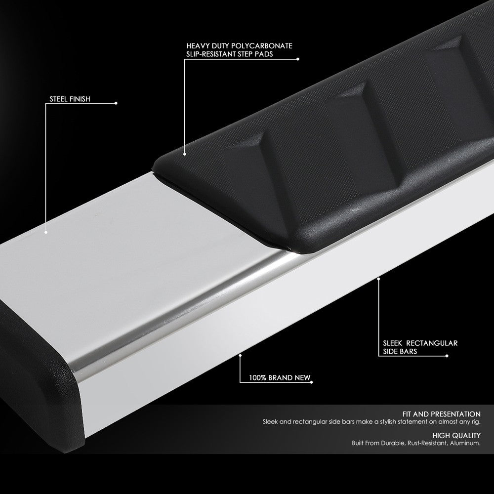 Flat Board Slant Chrome/Black Running Board Nerf Bar For 04-14 F-150 Crew Cab