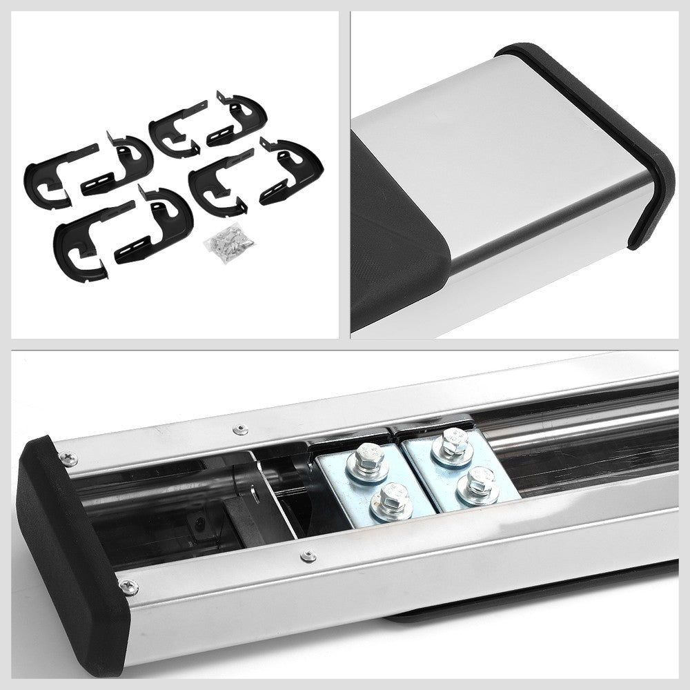 Flat Board Slant Chrome/Black Running Board Nerf Bar For 04-14 F-150 Crew Cab