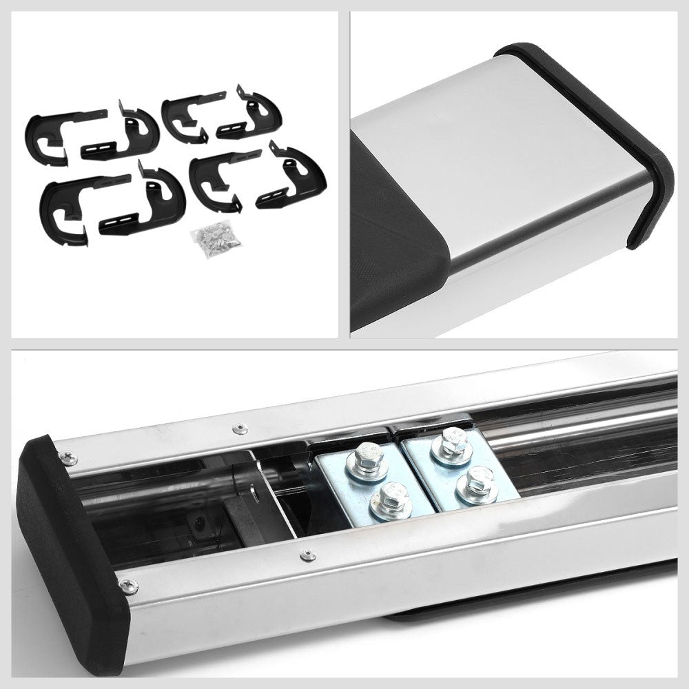 Flat Board Slant Metal Running Board Nerf Bar For 04-14 Ford F-150 Extended Cab