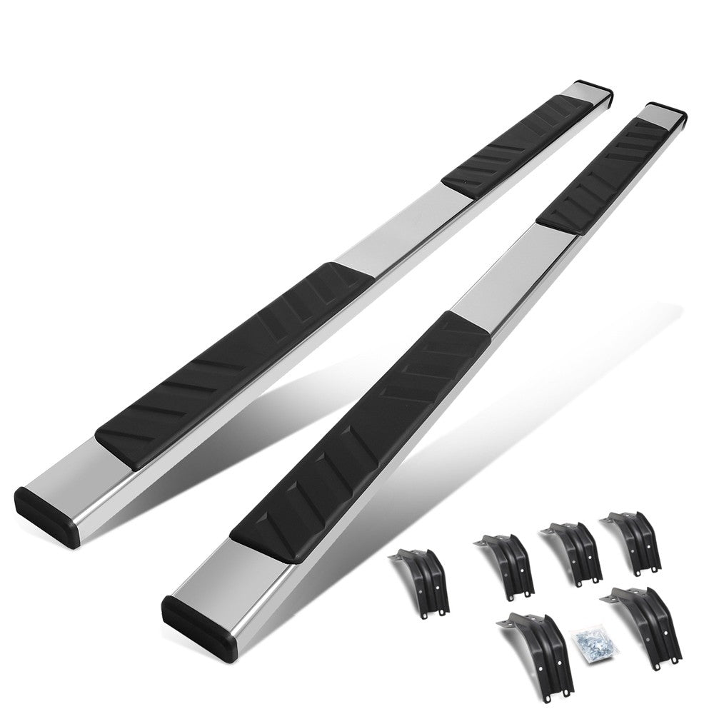 Flat Board Slant Metal Running Board Nerf Bar For 99-16 Ford Super Duty Crew Cab