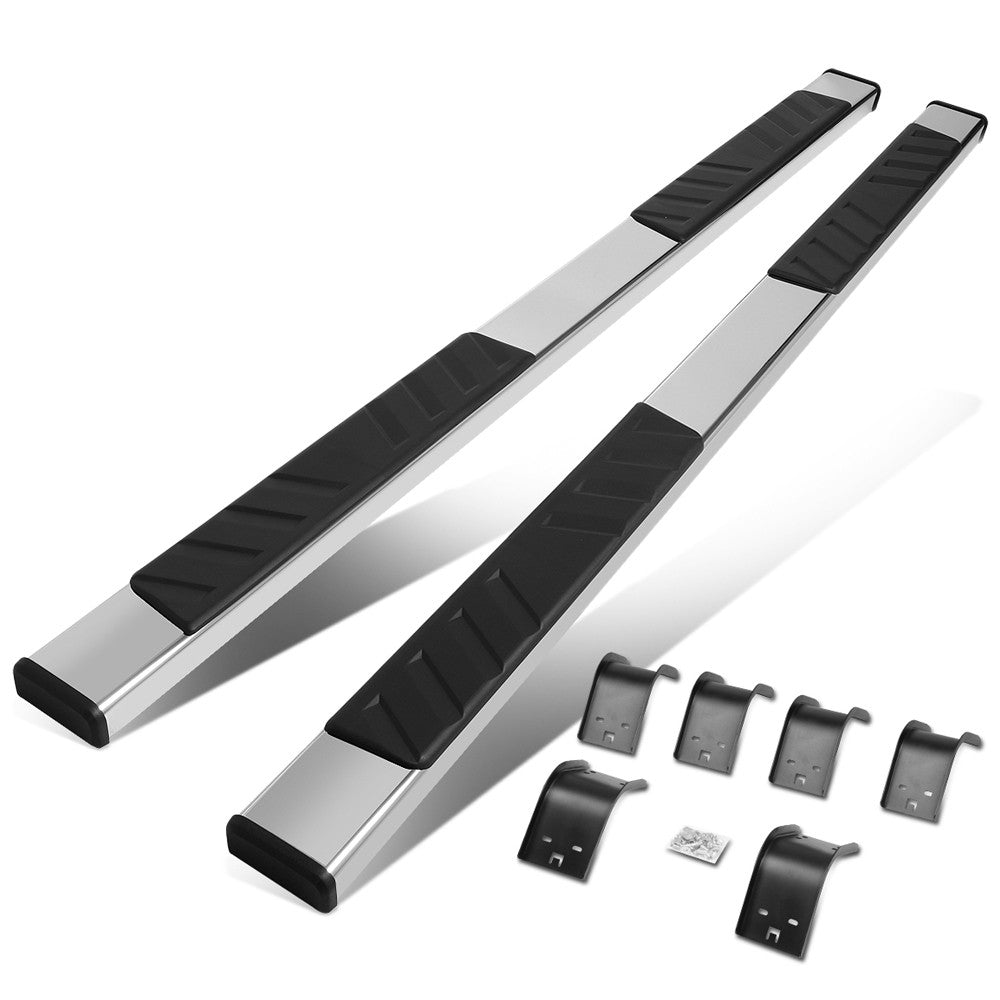 Flat Board Slant Chrome/Black Running Board Nerf Bar For 09-18 Ram 1500 Crew Cab