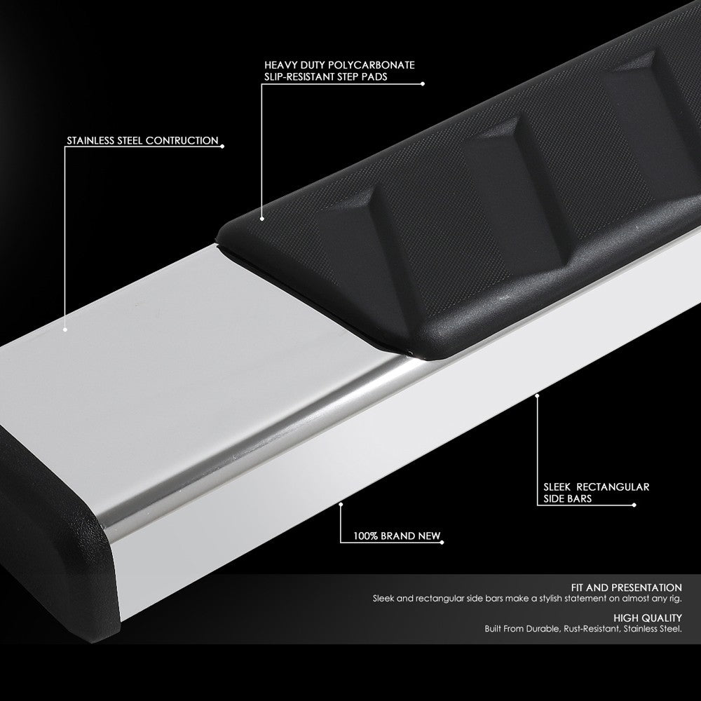 80" Flat Slant Chrome/BLK Running Board Nerf Bar For 09-18 Ram 1500 Extended Cab
