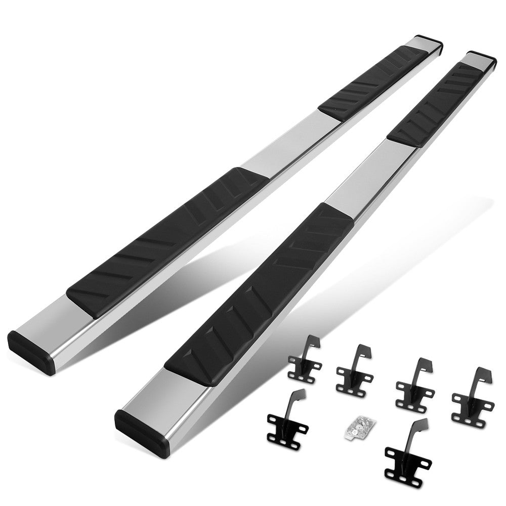 Flat Board Slant Chrome/Black Running Board Nerf Bar For 19+ Ram 1500 Crew Cab