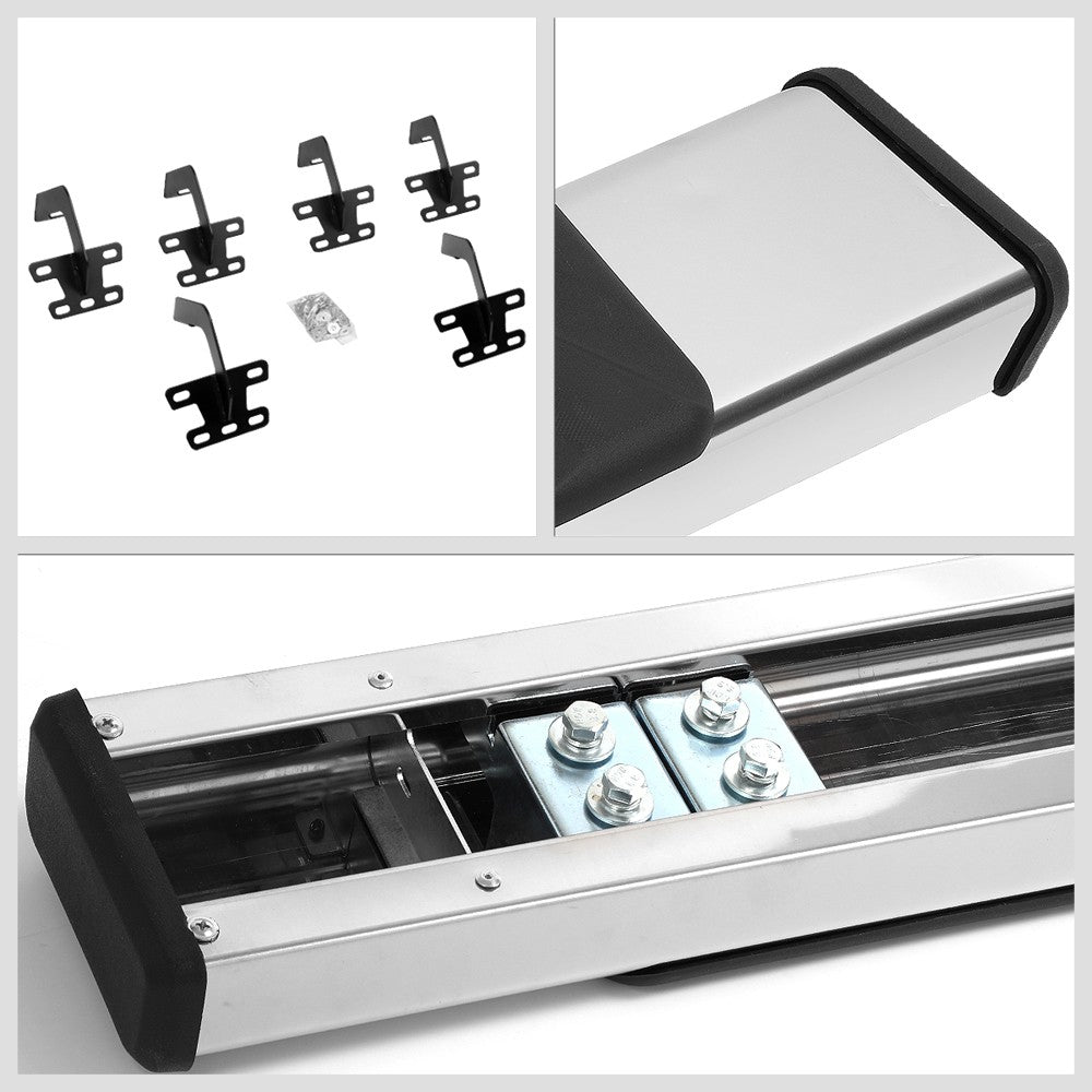 Flat Board Slant Chrome/Black Running Board Nerf Bar For 19+ Ram 1500 Crew Cab