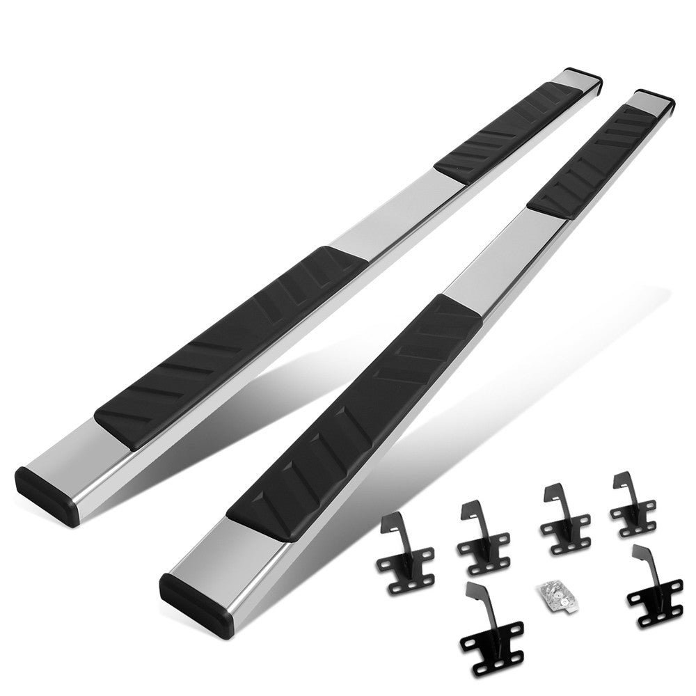 Flat Board Slant Chrome/Black Running Board Nerf Bar For 19+ Ram 1500 Extended