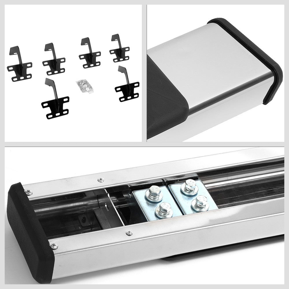 Flat Board Slant Chrome/Black Running Board Nerf Bar For 19+ Ram 1500 Extended