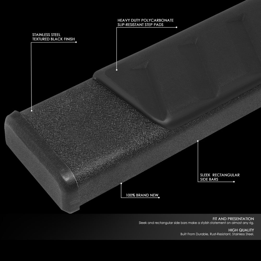 Flat Cross Pad Black Running Board Nerf Bar For 07-21 Tundra XK50 Extended Cab