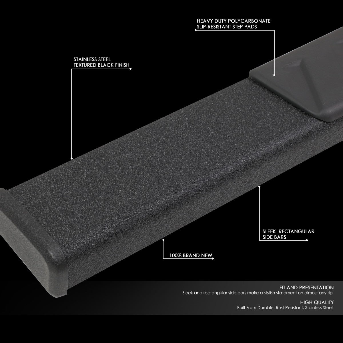 55" Black Slant Pattern Pad Running Board For 07-17 Tundra XK50 Standard Cab