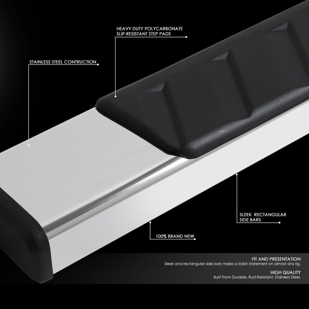 Flat Board Slant Chrome/Black Running Board Nerf Bar For 05-22 Tacoma Crew Cab