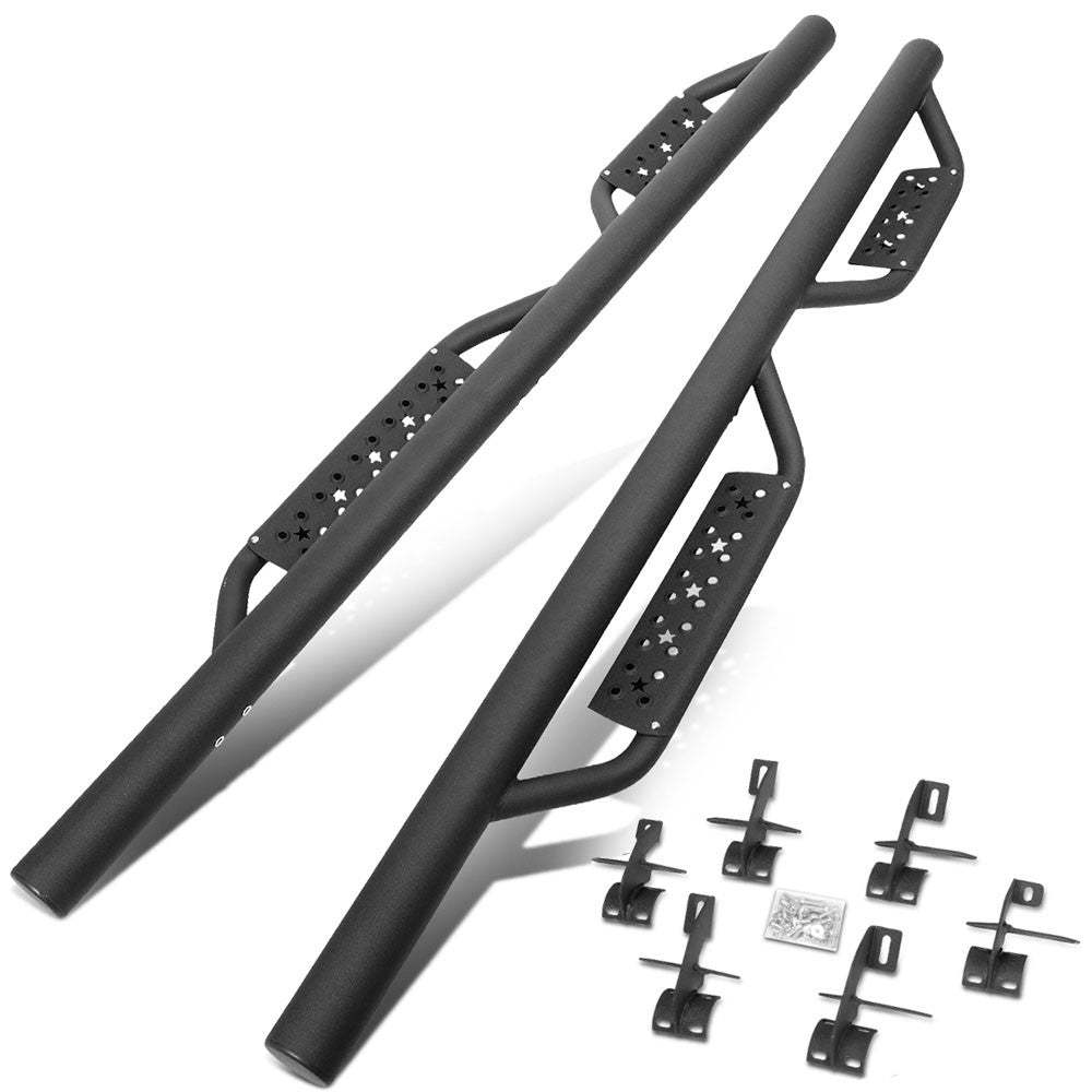 75" Black 3" Round Bar/Drop Step Running Board For 07-18 Jeep Wrangler 4-Door JK