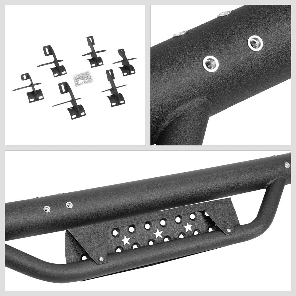 75" Black 3" Round Bar/Drop Step Running Board For 07-18 Jeep Wrangler 4-Door JK