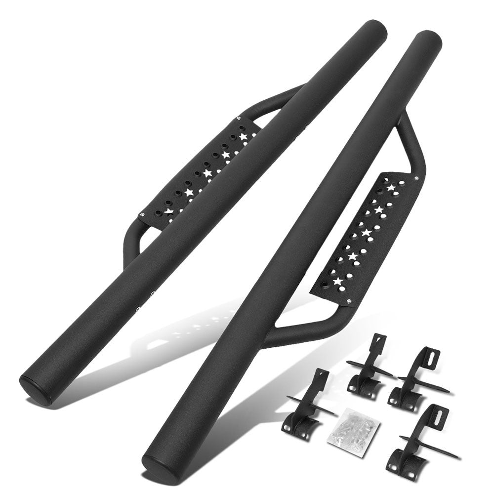 55" Black 3" Round Bar/Drop Step Running Board For 07-18 Jeep Wrangler 2-Door JK