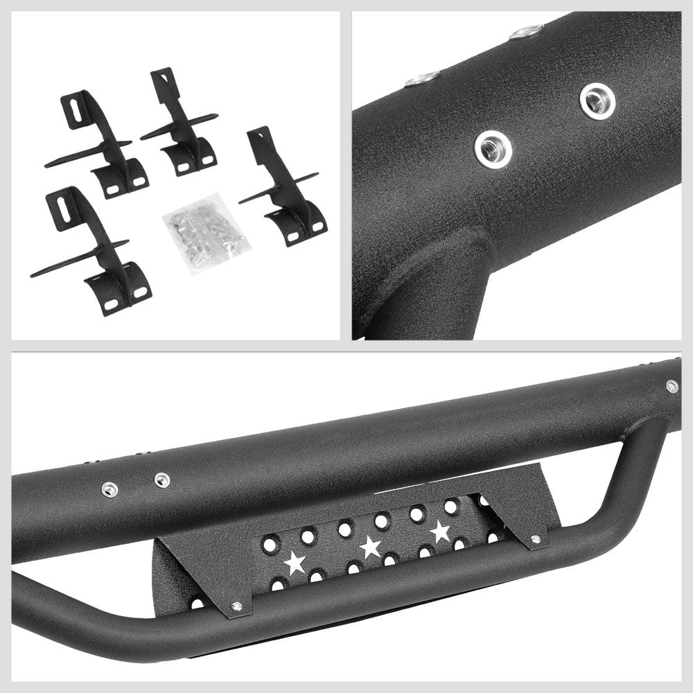 55" Black 3" Round Bar/Drop Step Running Board For 07-18 Jeep Wrangler 2-Door JK