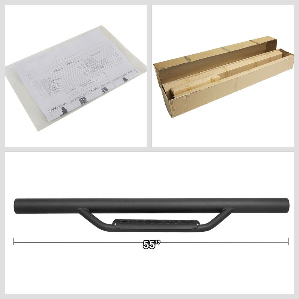 55" Black 3" Round Bar/Drop Step Running Board For 07-18 Jeep Wrangler 2-Door JK