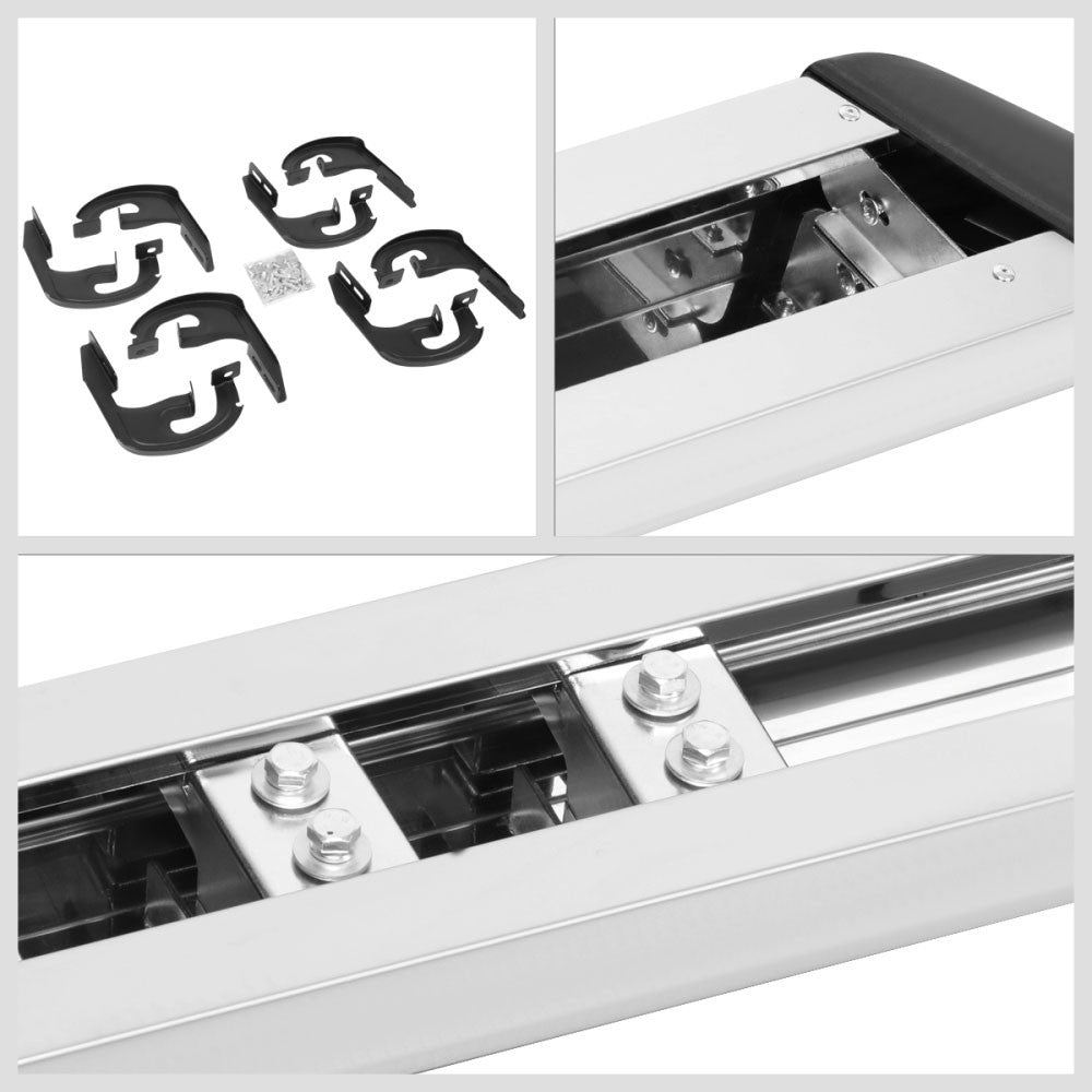 Flat Honeycomb 2 Pad Metal Running Board Nerf Bar For 04-14 Ford F-150 Crew Cab