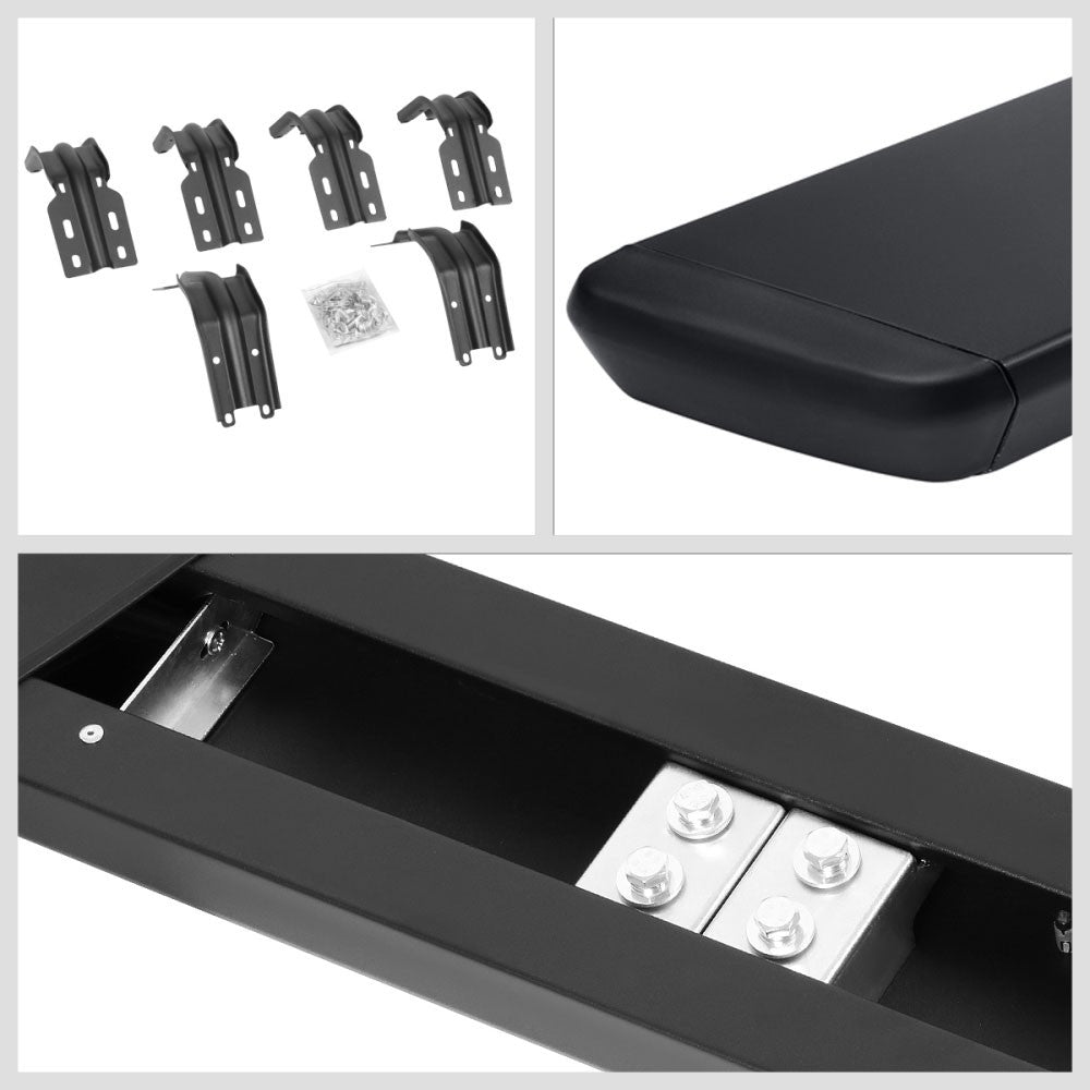 Flat Honeycomb 2 Pad Black Running Board Nerf Bar For 99-16 Ford SD Extended Cab