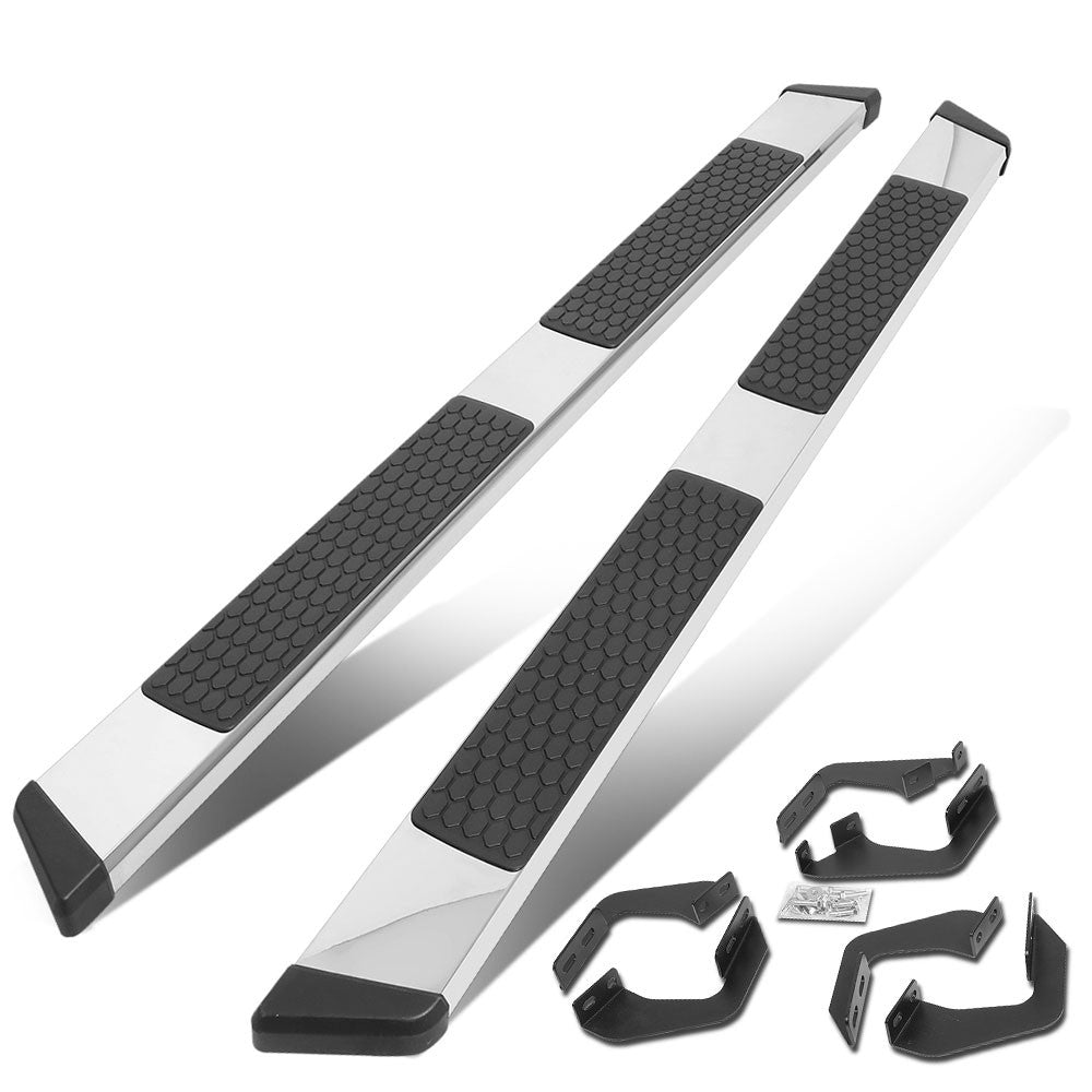 80" Metallic Honeycomb Pad/Slant Cap Running Board For 07-21 Tundra Extended Cab