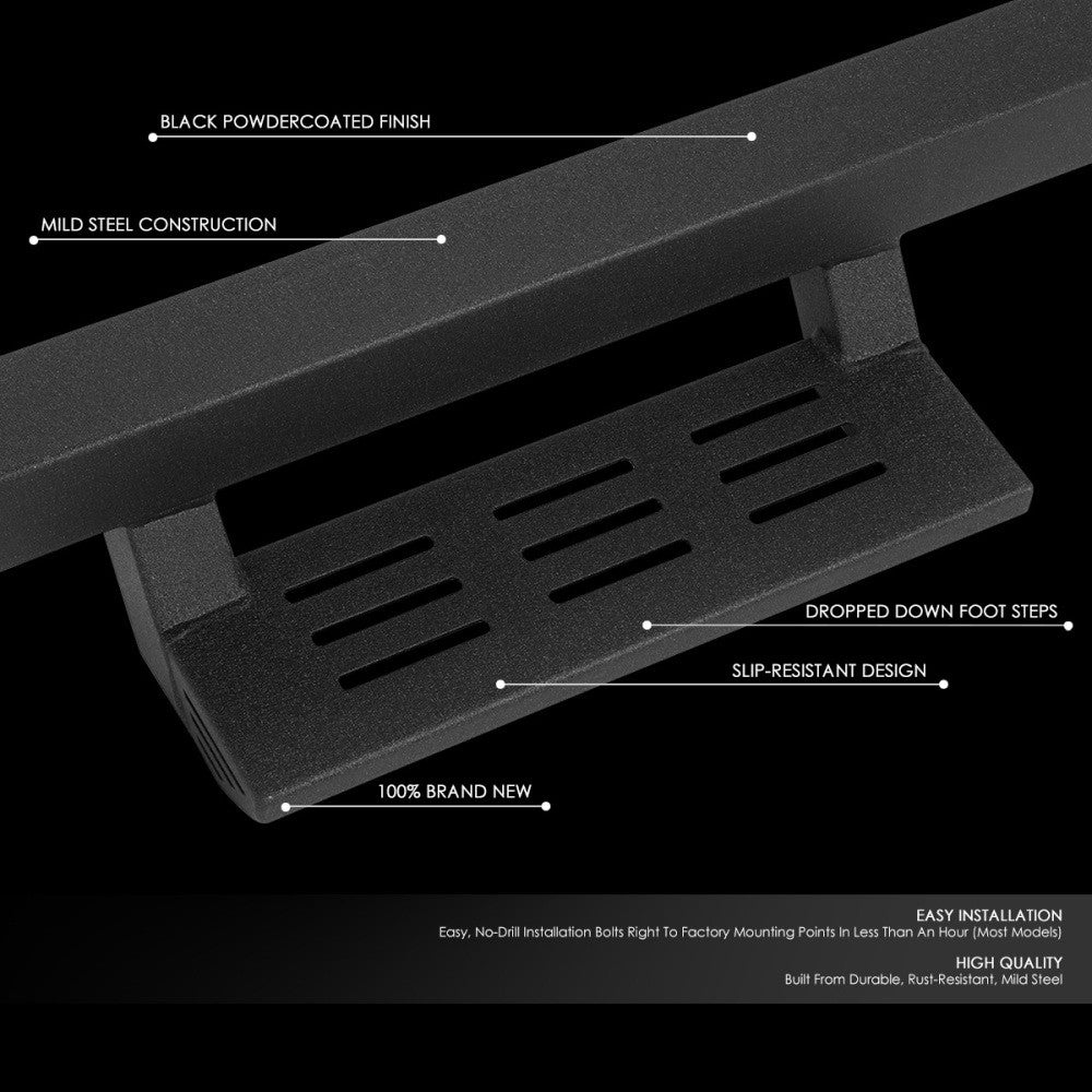 Black Lower Cleat Steps Running Boards For 19+ Silverado Sierra T1XX Crew Cab