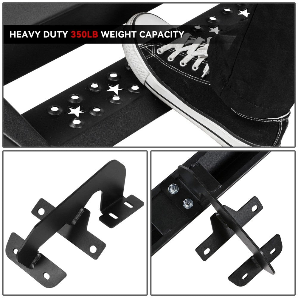 Black Lower Cleat Steps Running Boards For 15+ F-Series P552 P702 P558 CrewCab