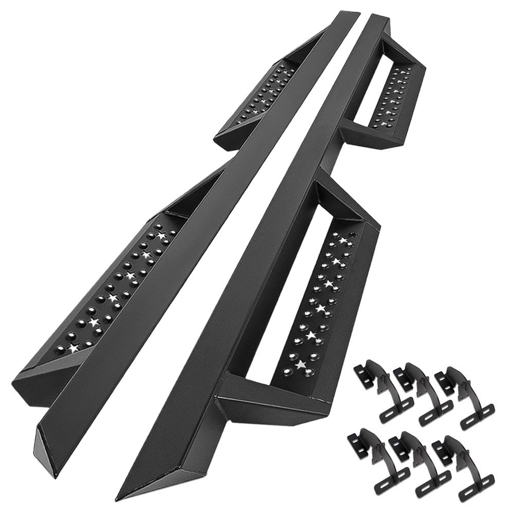 Black Lower Cleat Steps Running Boards For 09+ Ram 1500-3500 Classic Crew Cab