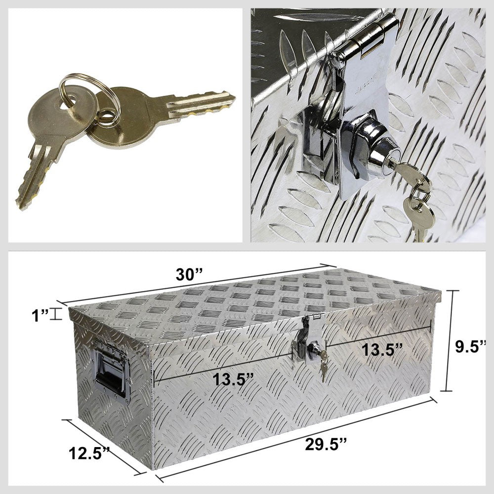 30"x13"x10" Chrome Aluminum Pickup/Trailer Trunk Bed Storage Tool Box BFC-TLBOX-TY1-30-ALU