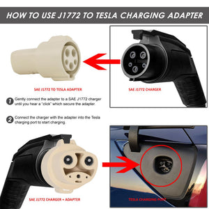 White J1772 Female Charger Connector Charging Adapter Tesla Model 3/S/X/Y BFC-CHADT-01-WH