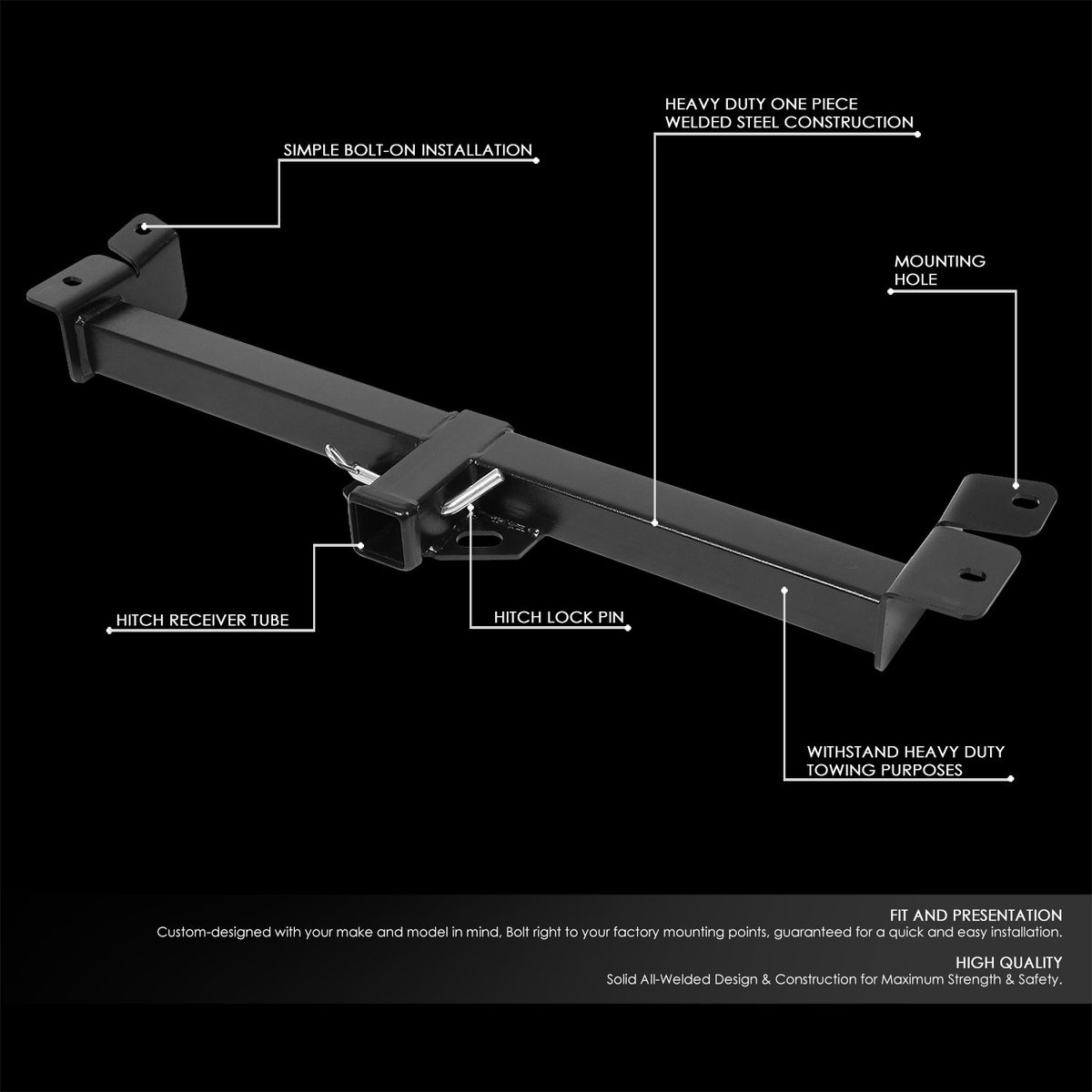 2" Square [Class-3] Trailer Tow Hitch Receiver +Pin For 97-06 Jeep Wrangler TJ2