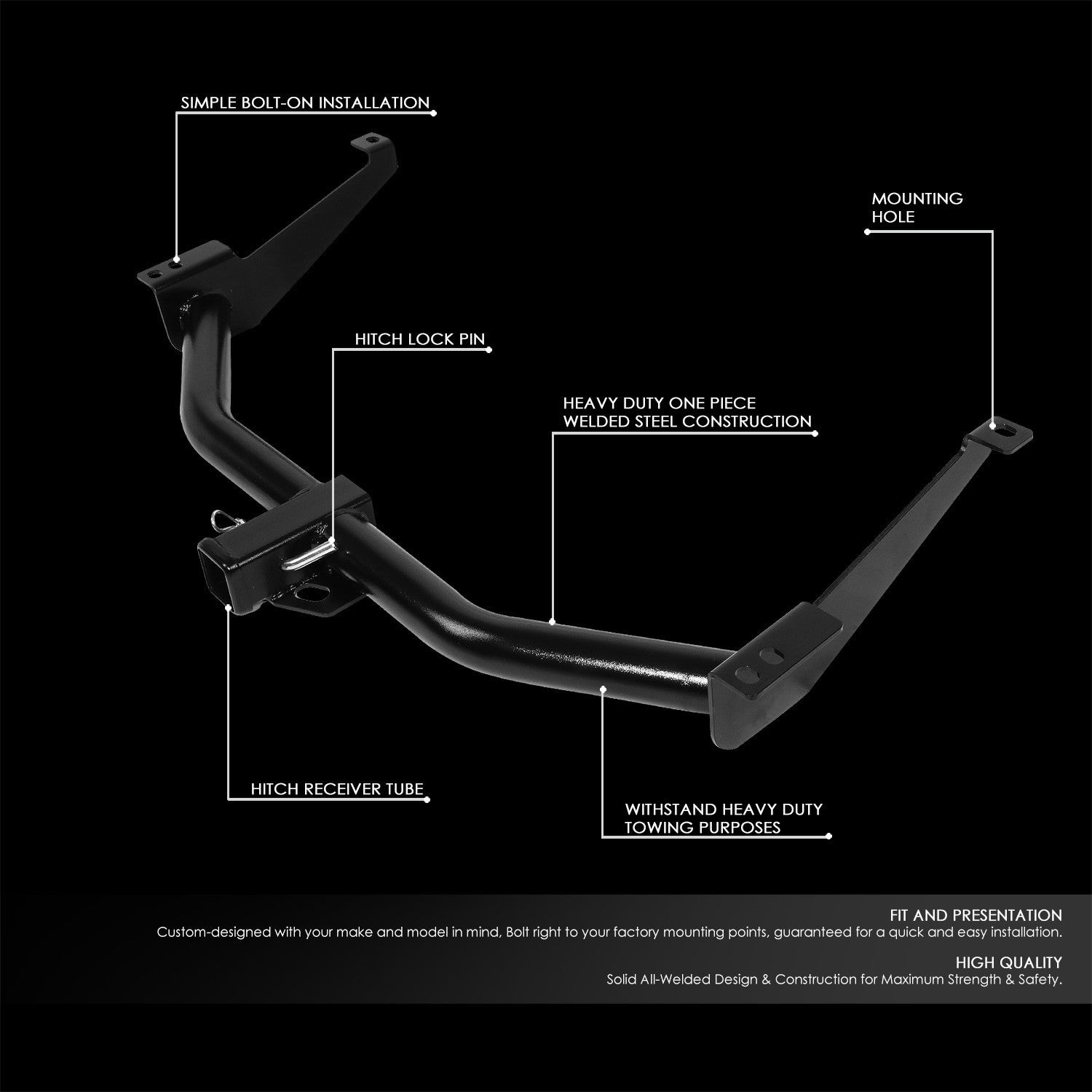 2" Square [Class-3] Trailer Tow Hitch Receiver +Pin For 04-10 QX56/04-15 Armada