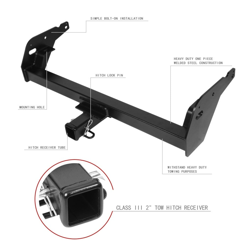 2" inches Square Class-3 Steel Tow Hitch Receiver For 95-04 Toyota Tacoma