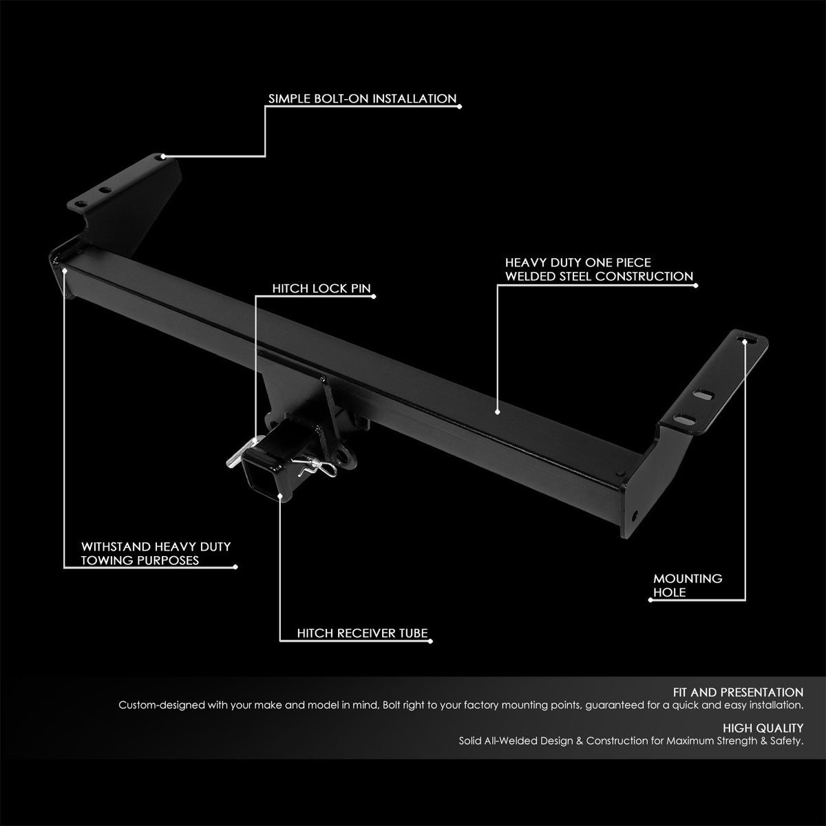 2" Square [Class-3] Trailer Tow Hitch Receiver +Pin For 03-14 Volvo XC90