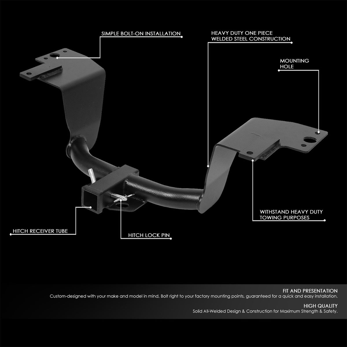 2" Square [Class-3] Trailer Tow Hitch Receiver +Pin For 09-17 Q5/15-18 Macan