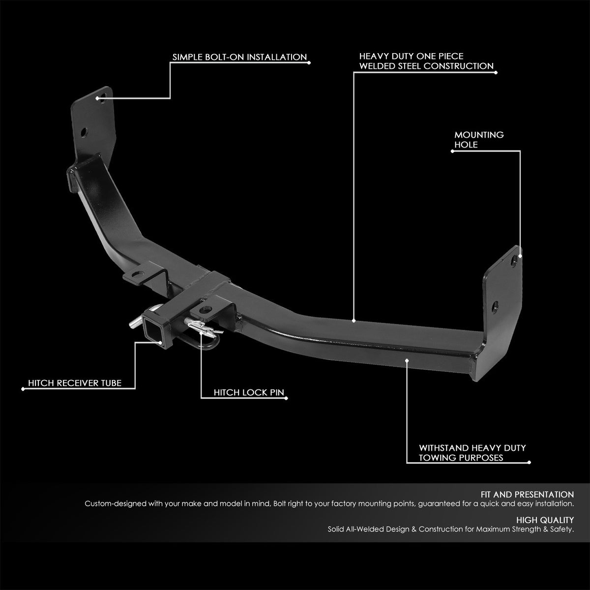 2" Square [Class-3] Trailer Tow Hitch Receiver +Pin For 10-16 Cadillac SRX