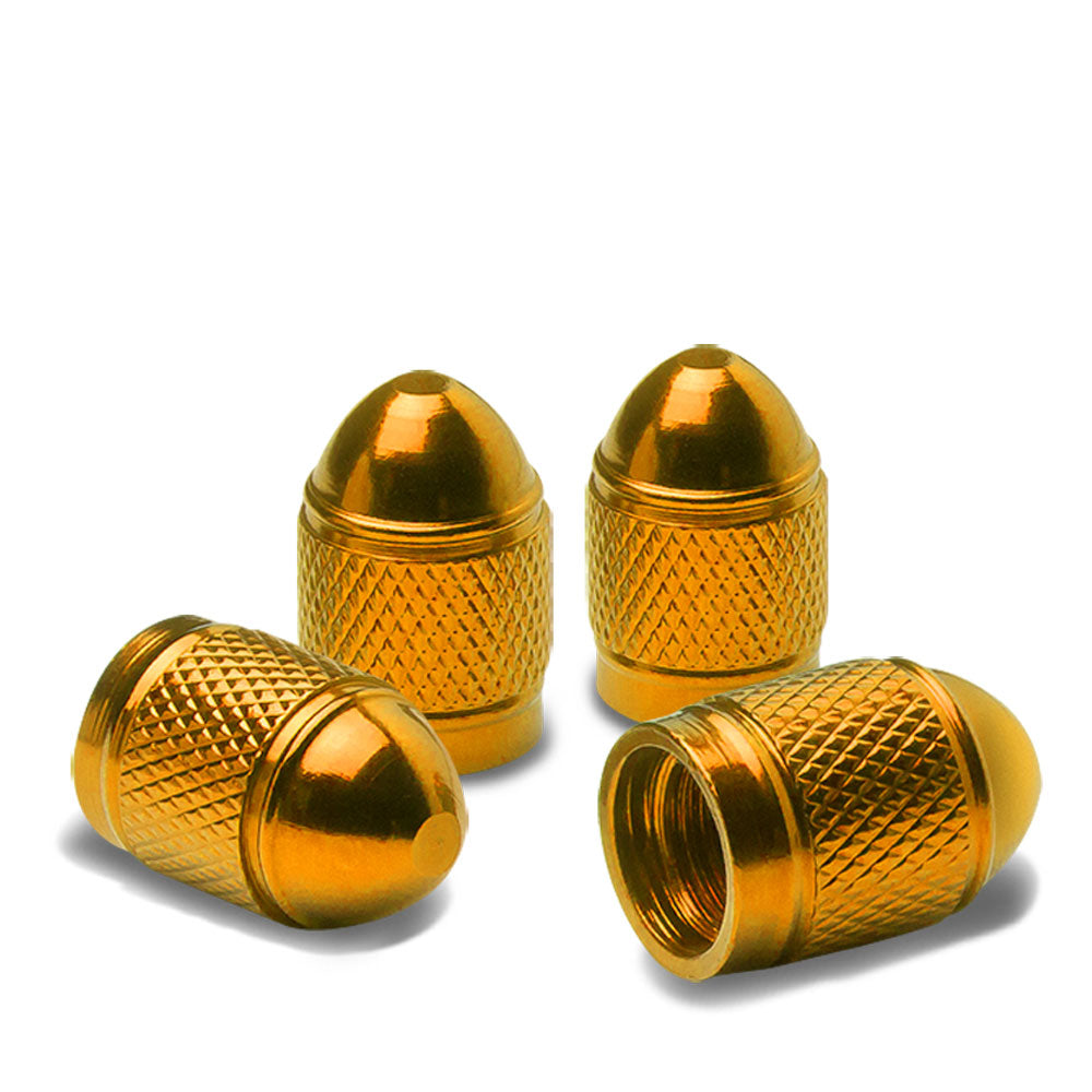 71-R-108-GD BFC 4PCs Universal Bullet Style Gold Tire Wheel Rim Valve Air Stems Cap