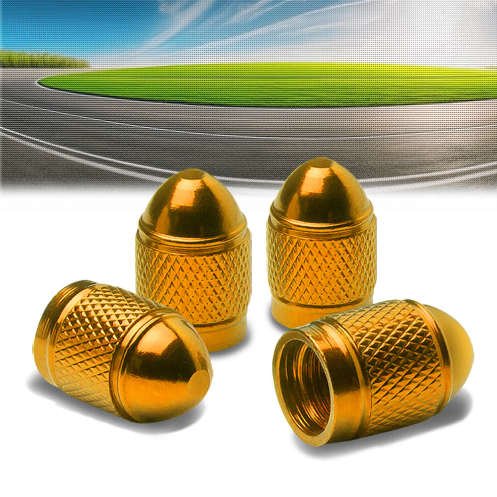 71-R-108-GD BFC 4PCs Universal Bullet Style Gold Tire Wheel Rim Valve Air Stems Cap
