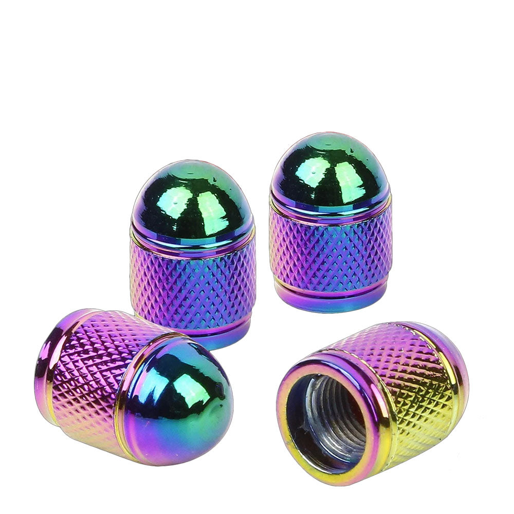 71-R-108-RB BFC 4PCs Universal Bullet Style Neo Chrome Tire Wheel Rim Valve Air Stems Cap