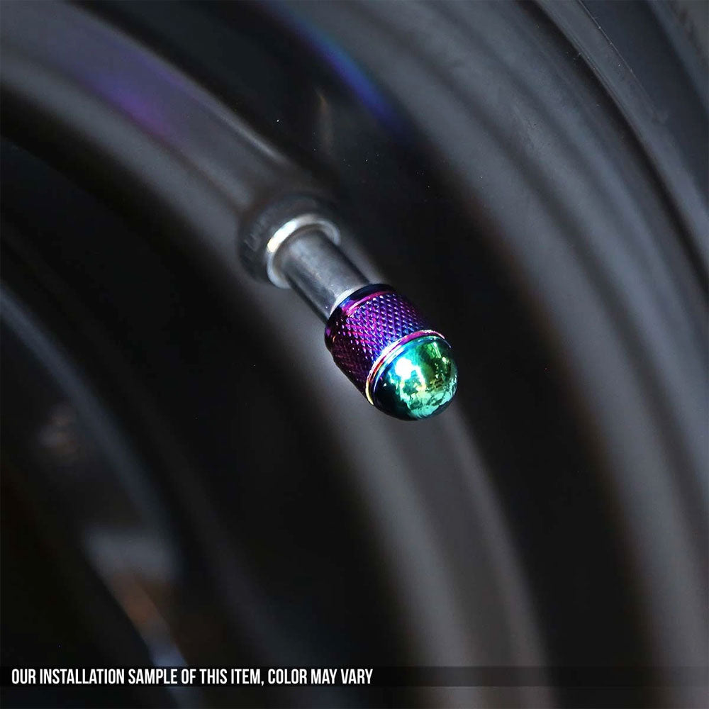 71-R-108-RB BFC 4PCs Universal Bullet Style Neo Chrome Tire Wheel Rim Valve Air Stems Cap