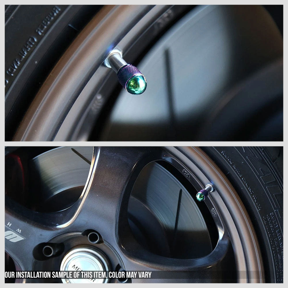 71-R-108-RB BFC 4PCs Universal Bullet Style Neo Chrome Tire Wheel Rim Valve Air Stems Cap