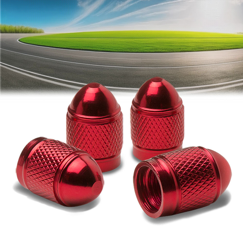 71-R-108-RD BFC 4PCs Universal Bullet Style Red Tire Wheel Rim Valve Air Stems Cap