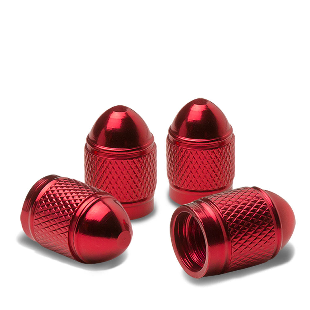 71-R-108-RD BFC 4PCs Universal Bullet Style Red Tire Wheel Rim Valve Air Stems Cap