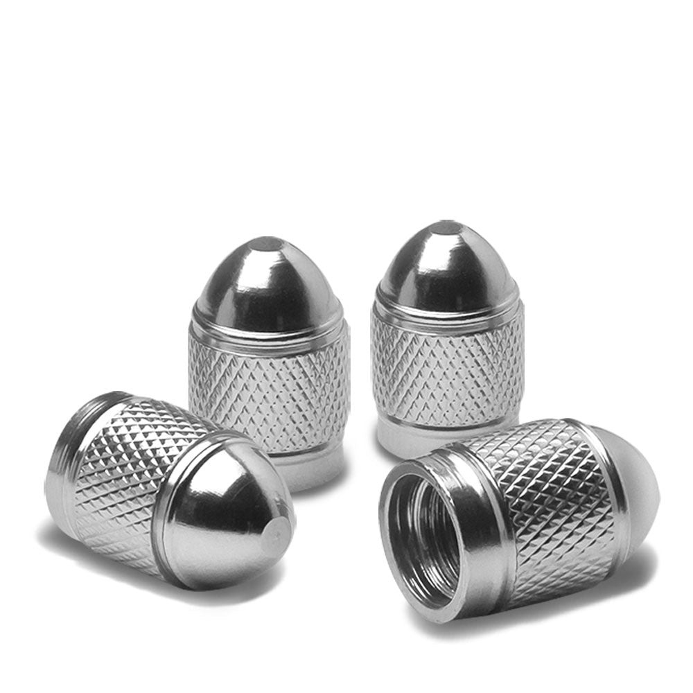 71-R-108-SL BFC 4PCs Universal Bullet Style Silver Tire Wheel Rim Valve Air Stems Cap