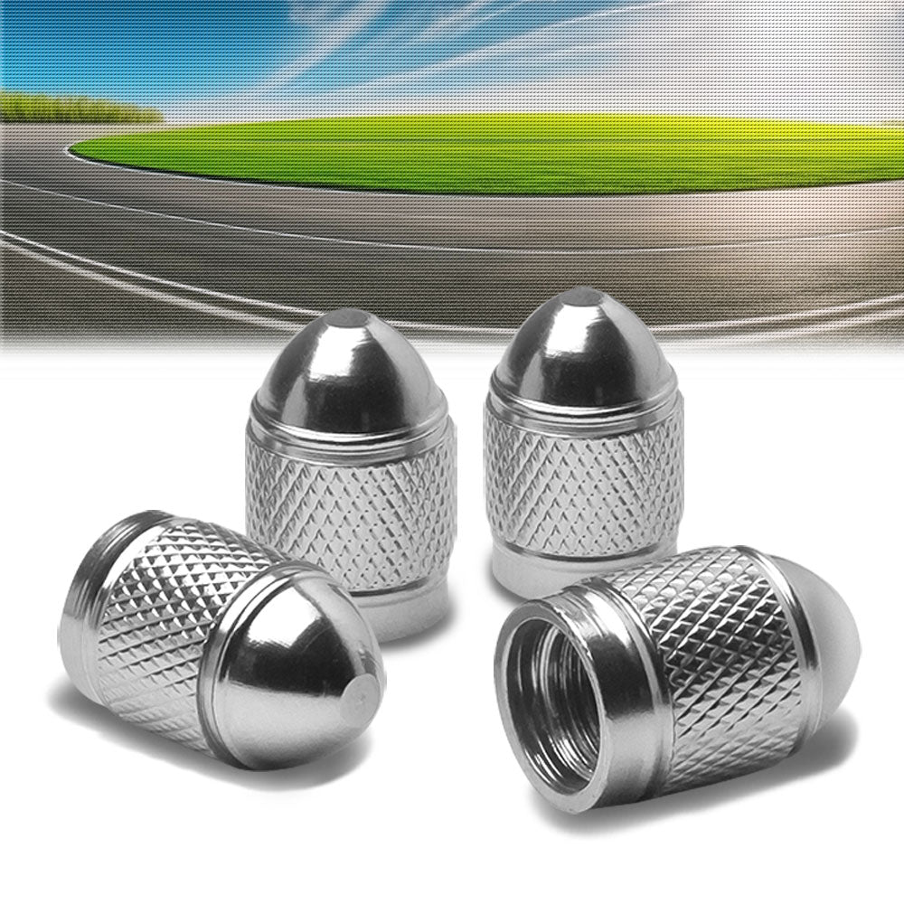 71-R-108-SL BFC 4PCs Universal Bullet Style Silver Tire Wheel Rim Valve Air Stems Cap